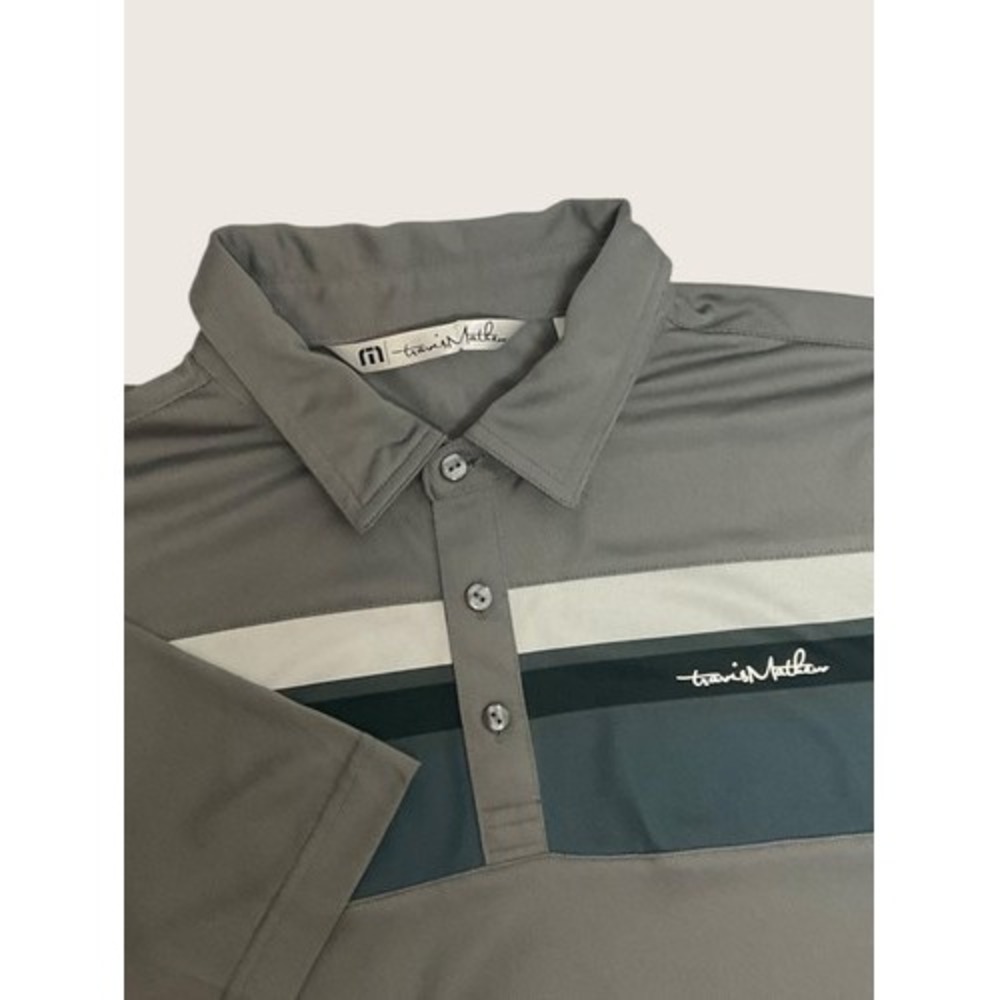 NWOT Travis Mathew Gray/Blue Short Sleeve Golf Polo Shirt Men Large China